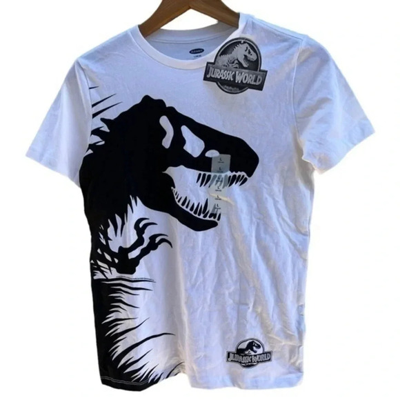 Old Navy Other - Old Navy Boys Jurassic World Short Sleeve T Shirt White Black Dino Size L 10 12